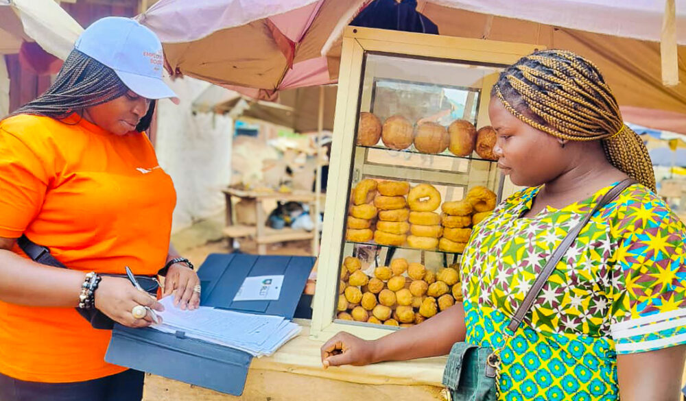 Mrs. Grace Oladipo, a business mentor from FCT engaging with a student